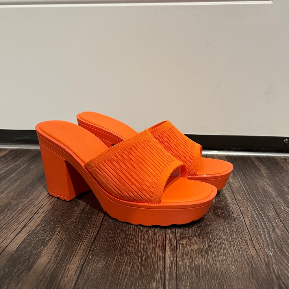 CUCCOO orange heeled sandals